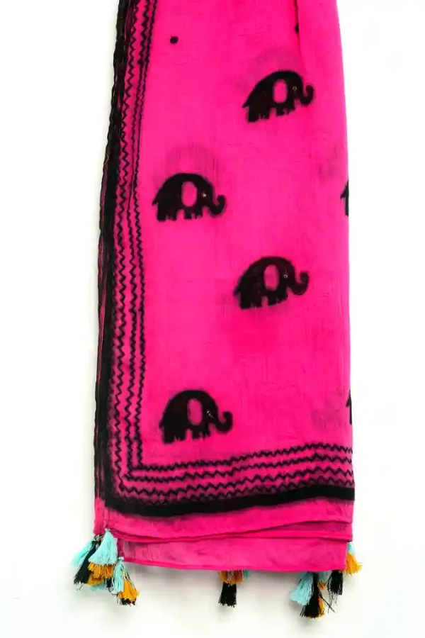 Barbie Pink Elephant Block Print Stole